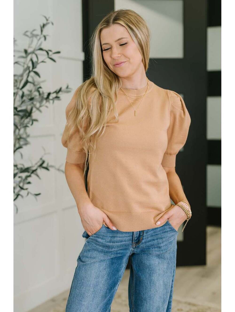 Casually Classy Puff Sleeve Blouse in Brush